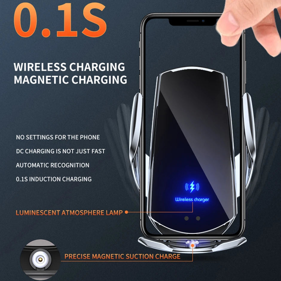 Automatic 30W Car Wireless Charger for iPhone 15 14 13 12 11 Samsung S23 S22 S21 Magnetic USB Infrared Sensor Phone Holder Mount
