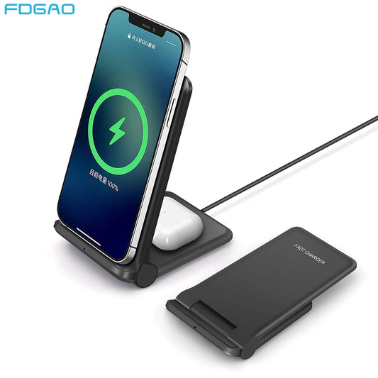 25W 2 in 1 Wireless Charger Stand For iPhone 15 14 13 12 11 Pro XS Max Airpods 3 Sumsung S23 S22 S21 Fast Charging Dock Station