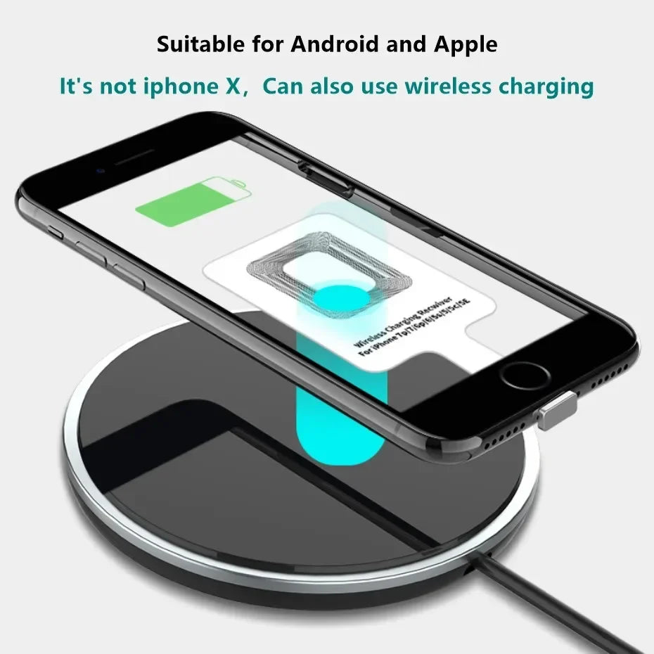 Lightweight Qi Wireless Charging Receiver for Samsung Huawei Xiaomi Universal Micro USB Type C Fast Wireless Charger Adapter