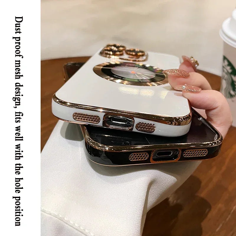 Luxury New Plating Strong Magnetic Case For IPhone 15 14 13 12 11 Pro Max Plus Wireless Charging Magsafe Full Lens Protect Cover