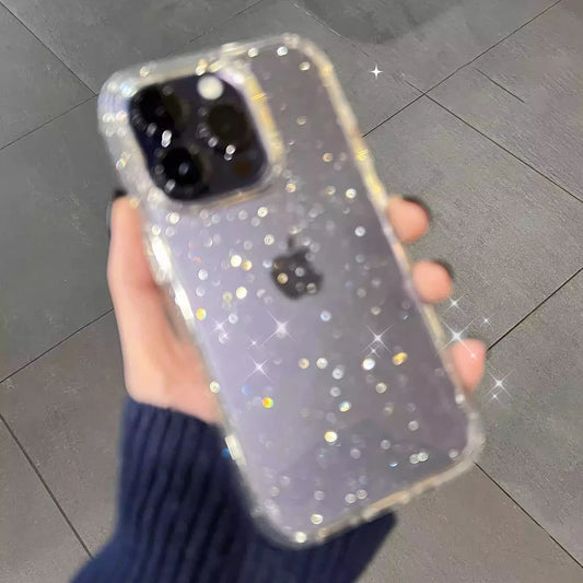Luxury Soft Silicone Clear Glitter Phone Case For IPhone 15 14 13 12 11 Pro Max 15 Plus X XS Max XR Shockproof Cover Funda