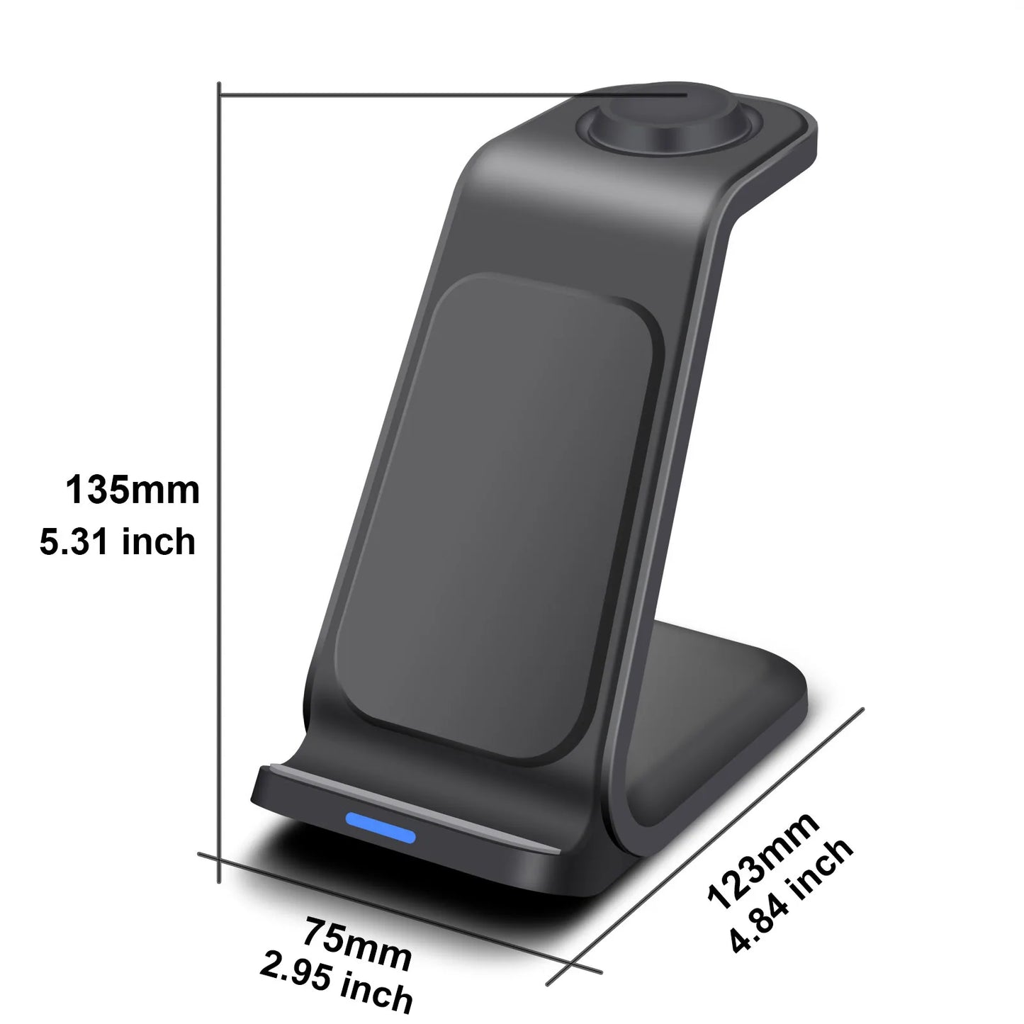 Wireless Charger 3 in 1 Fast Charging Dock Station for Samsung S23 S22 Multiple Devices Stand for Galaxy Watch 6 5 4 Buds 2 Pro