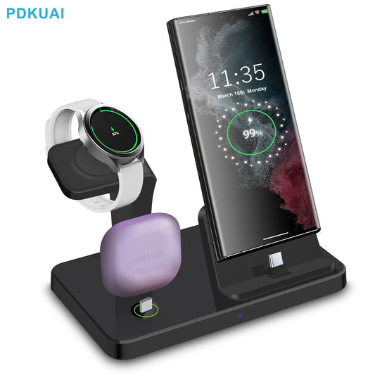 Charging Station for Samsung S23 S22 S21 Z Flip Fold 3 in 1 Type C Fast Wireless Charger Dock Stand For Galaxy Watch 5 Pro Buds