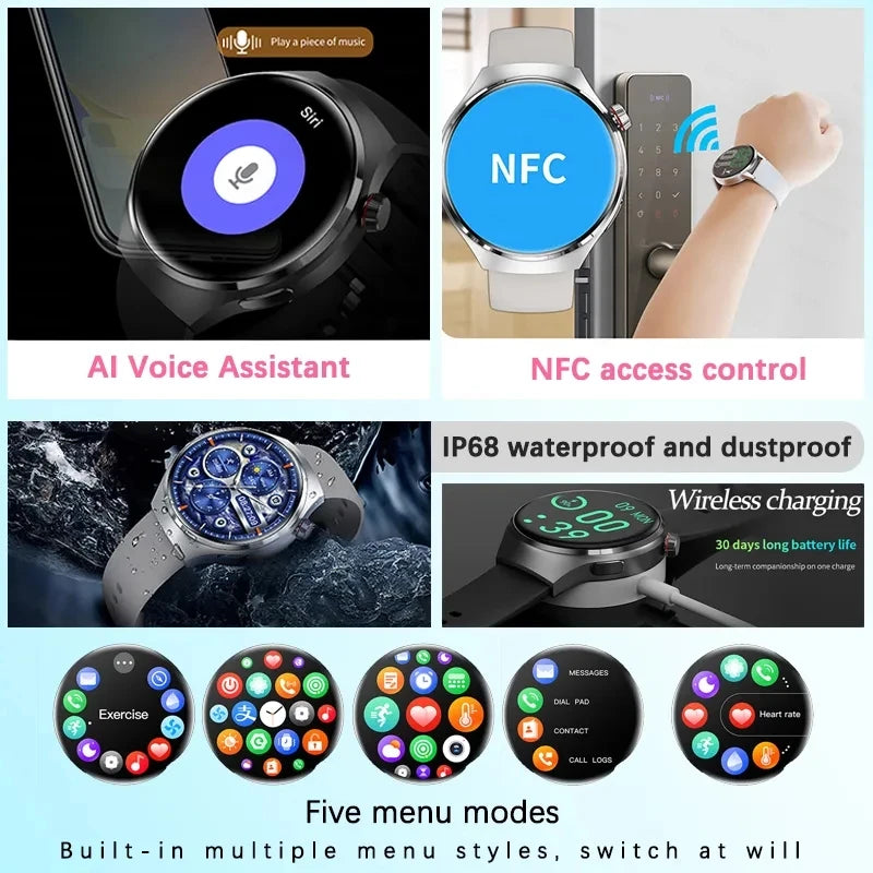 2024 NEW GT4 Pro Smart Watch Women GPS Sport Watch 4 Pro 360*360 HD AMOLED Screen Heart Rate Health Monitoring Smartwatch